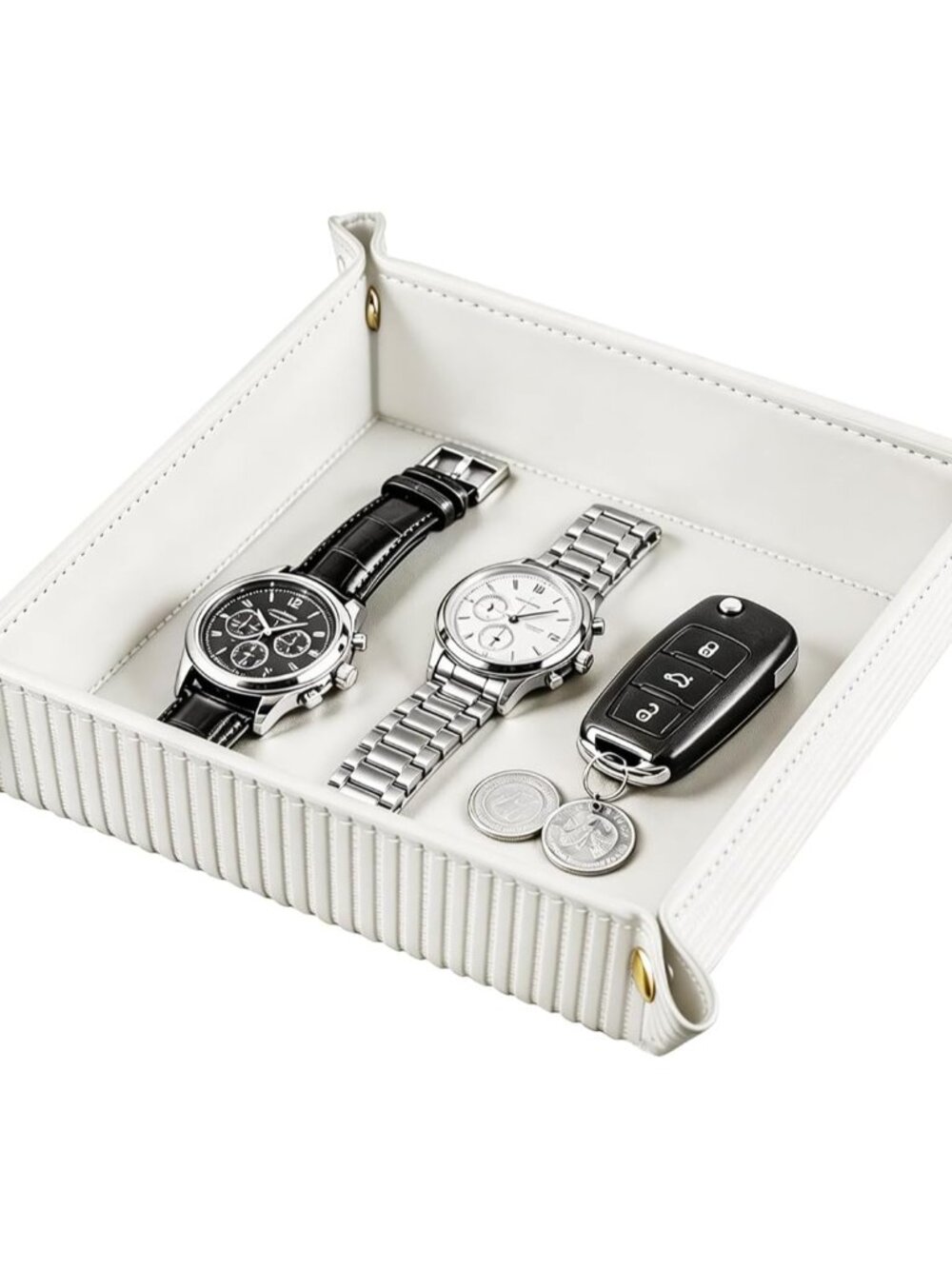 Luxury Valet Tray for Men, PU Leather Vanity Jewelry Catchall Tray